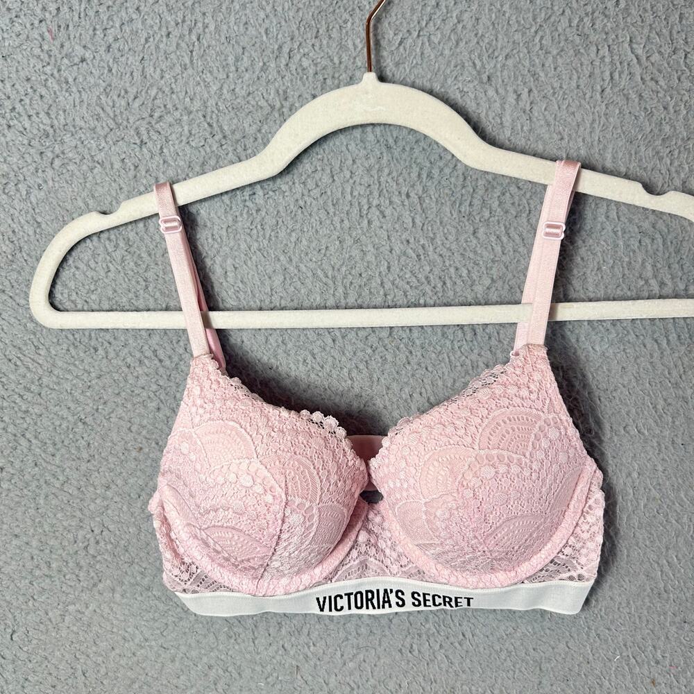 Victoria’s Secret Bra Womens 32B Pink Perfect Shape Push Up Underwire‎ Bra